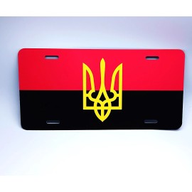 DIGIART INTERNATIONAL UKRAINIAN UKRAINE Red and Black Insurgent Army Flag Metal Novelty License Plate
