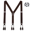 Mens Button End Elastic Suspenders - Adjustable Y shape Formal