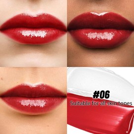 HHLTOH 2-in-1 Matte Lipstick & Clear Lip Gloss, Long Lasting Waterproof Smudge Proof 24 Hour Lip Color Stain, Non Stick & Non Fading, Vegan Matte Makeup Liquid Lipstick for Women, Classic Bold Red #06