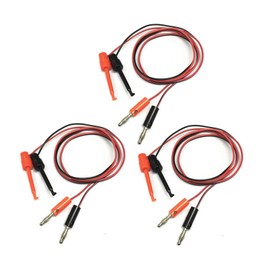 3-Pairs 4mm Gold Banana Plug to Test Hook Clips Lead Cable | 1M 18AWG 5A Rated Current for Multimeter/Power Supply/PCB | 2-Prong Alligator Clips with PVC Insulation
