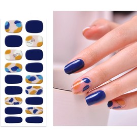 Semi-Cured Gel Nail Strips - Set of 24, Water-Resistant and UV-Cured Nail Art - Salon-Quality, Long Lasting, Easy to Apply & Remove - Includes Nail File (Regal Sapphire)