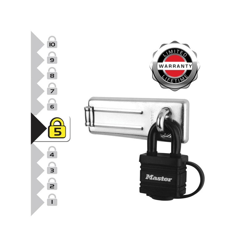 Master Lock 312EURDLH Padlock with Thermoplast Cover and Long Bar