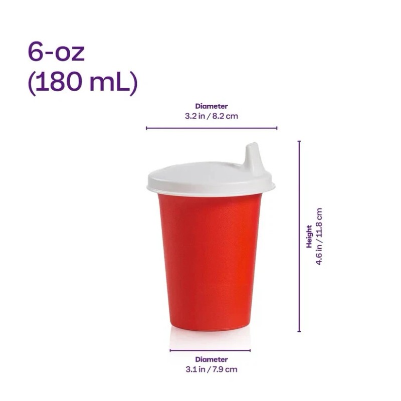Tupperware Bell Tumbler Sippy Cups 6 oz Red Yellow Blue