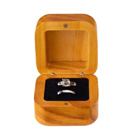 Strova Wood Ring Box for Wedding Ceremony and Engagement – Ring Bearer Box with Protective Ring Cushions and Magnetic Closure