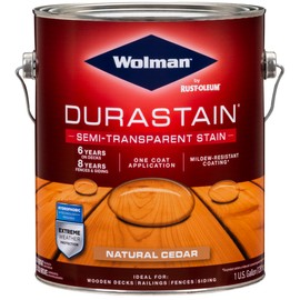 Wolman 288078 DuraStain Water-Based Semi-Transparent Exterior Wood Stain, Gallon, Natural Cedar