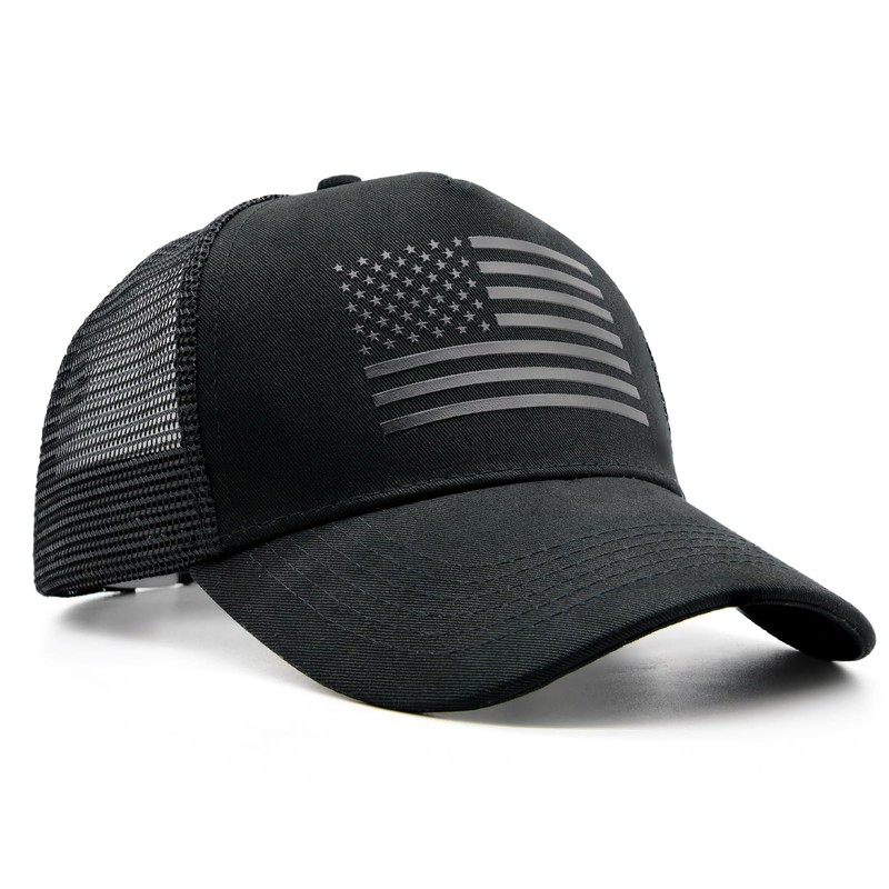 WALNOVA American Flag Trucker Cap, Adjustable Mesh Snapback USA Flag