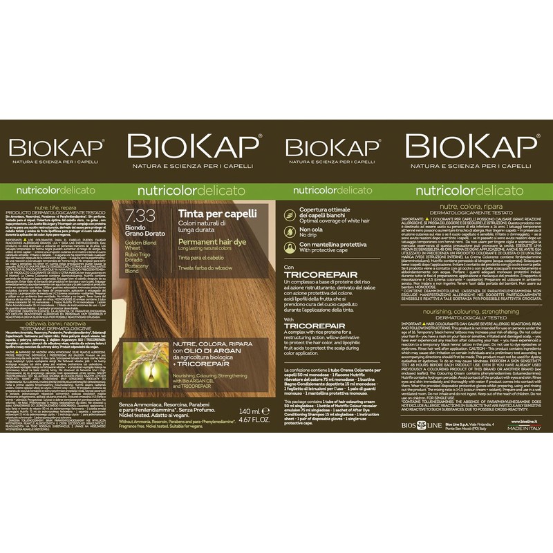 BioKap Nutricolor Delicato Haarfarbe 7.33 Goldenes Weizenblond 140 ml