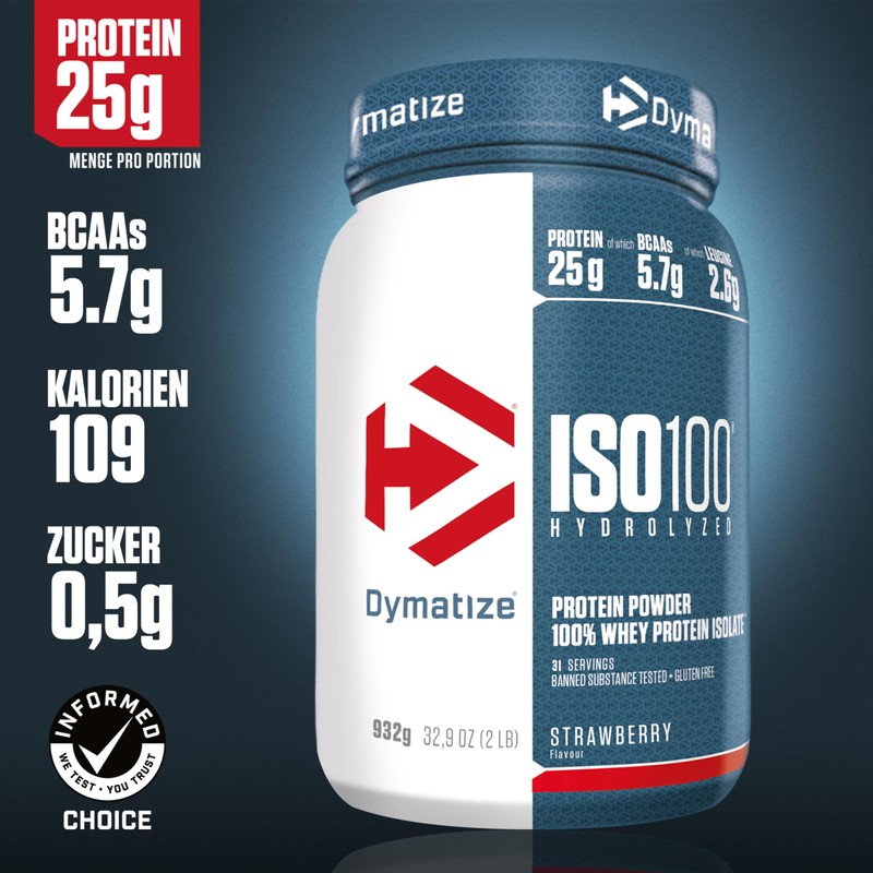 Dymatize ISO 100 Hydrolyzed Strawberry 932g - Whey Protein Hydrolysate