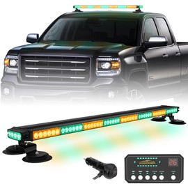 XRIDONSEN 37 Inch 104 LED Roof Top Amber Green Emergency Lights Magnetic Traffic Advisor Strobe Light Bar Warning Flashing Safety Double Side Light for Construction Vehicles Plow Trucks Pickup Wrecker