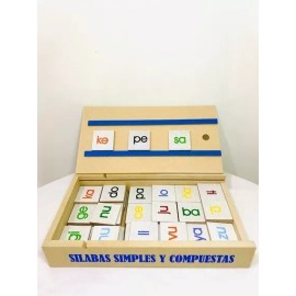 Castillo Didáctico Juego De Silabas Simples Y Compuestas, 2 En 1, Caja Madera