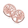 Materia Rose Gold Stud Earrings Tree of Life Round 925