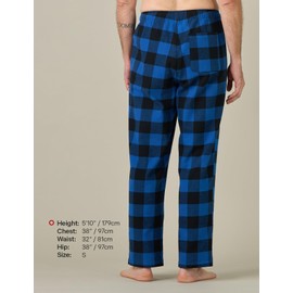 LAPASA Men's Pajama Pants 100% Cotton Flannel Plaid Lounge Soft Warm Sleepwear Pants PJ Bottoms Drawstring and Pockets M39 Small (Flannel) Blue and Black Plaid