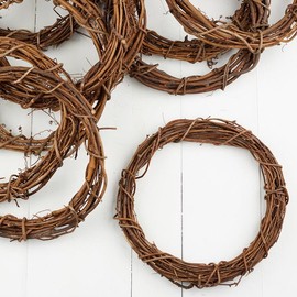12 Inch Grapevine Twig Wreaths by Factory Direct Craft (12 Pieces) - Bulk Pack of 12 Natural Dried Vine Round Wreath Frames (12 inch Diameter)