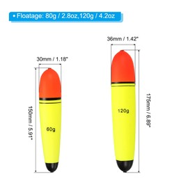 PATIKIL 2.8oz 4.2oz Fishing Slip Bobbers, 2 Pack EVA Fishing Float for Sea Fishing Freshwater, Yellow