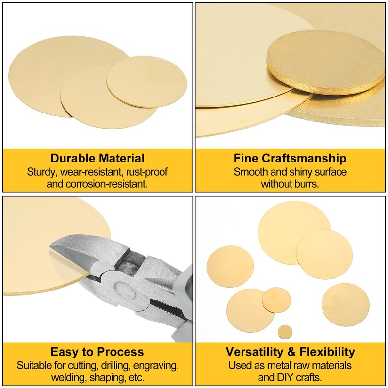 Sourcing Map 5Pcs H62 Brass Round Plates, 3.94" Dia x