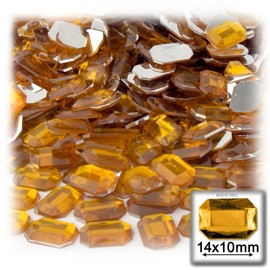 144pc Acrylic Aluminum foil Flat Back Octagon (Rectangle) Rhinestones 10x14mm Jet Black