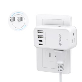 TROND 3 Prong to 2 Prong Adapter with 360° Rotating Plug, 2 Prong Outlet Extender with 3 AC Outlets and 4 USB Ports(2 USB C), US to Japan Plug Adapter, Wall Outlet Adapter for Travel, Home, Cruise