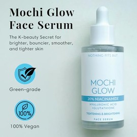 Mochi Glow - Suero de niacinamida al 20% para cara, suero de piel de alta potencia para apretar los poros con ácido hialurónico y glutatión, suero ant