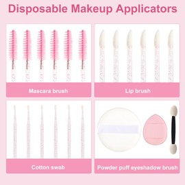 myaokue-up Kit de Aplicadores de Maquillaje Desechables de 206 Piezas: Pinceles para Rímel, Aplicadores de Labios, Micropinceles, Esponjas de Sombra de Ojos de Doble Cara, Borlas Triangulares con Orga