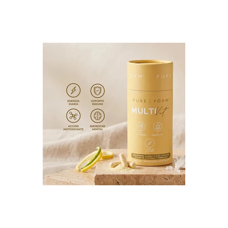Pure Form Multivit Cápsulas Vitaminas Y Minerales Suplemento Sin Sabor