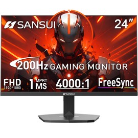 SANSUI 24 Inch 200Hz Gaming Monitor, FHD 1080P 1ms 110% sRGB Computer Monitor, HDMI DP Ports VESA Support for Game Office (HDMI Cable Included ES-G24F4H)