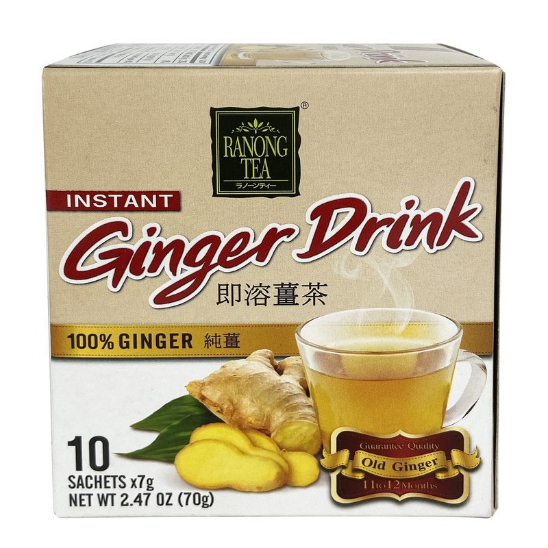 Ranong Tea Instant Ginger Drink 100% Ginger, 3 Boxes of