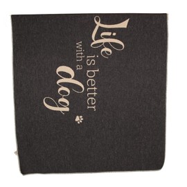 David Fussenegger Dog Blanket 'Life is Better' 100 x 140 cm Anthracite