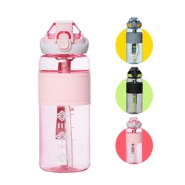 NU TRENDZ Water Bottles, 28 Oz Water Bottle With Straw, With Leakproof Locking Flip Lid And Marker, Bpa Free Clear Plastic With Removable Straw And Handle Strap