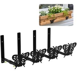 BIOMAND Adjustable Window Box Brackets, 6 to 12 inch Heavy Duty Window Planter Box Brackets, Butterfly Shape Wall Mount Flower Box Holder, 4 Pack