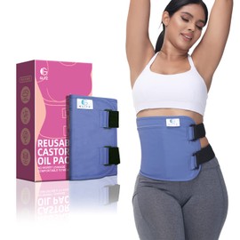 Castor Oil Pack Wrap – Reusable Organic Castor Oil Packs for Liver (Compress), Less Mess, Anti Oil Leak, Soft Cotton (Violet)