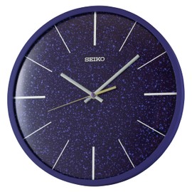 Seiko QXA828ALH Modern Faux Granite Non Ticking Wall Clock, Blue, 13 Inch