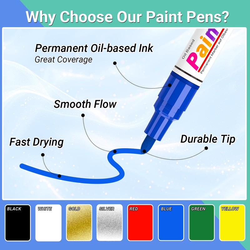 ANYUKE Oil Based Paint Markers, 8 Colors Dual Tip Permanent
