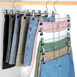 3 Piece Skirt Hangers,Pants Hangers Space Saving,Hanges with Clips 5 Tier,Closet Organizers and Storage Magic Hangers,Clothes Hangers Space Saver,Closet Organization for Skirt,Trousers,Jeans,Legging