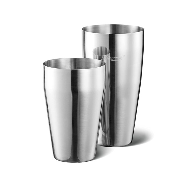 KITESSENSU Cocktail Shaker Set, 2-Piece Boston Shaker Set for Drink Mixing, Premium 18/8 Stainless Steel Martini Shaker for Bartending and Home Bar - 18oz & 28oz, Recipes Booklet Included, Silver