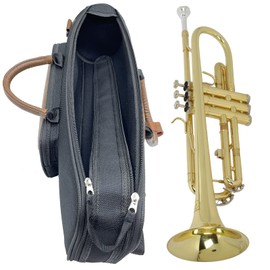 Xinlinke Professional Trumpet Gig Bag 1200D Water-resistant Oxford Cloth Soft Carrying Case 15mm Foam Cotton Padded with Adjustable Shoulder Strap