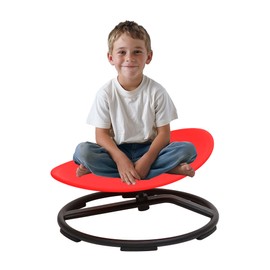 domaxarts Sensory Spinning Chair for Autistic Kids，Sensory Swivel Chair，Sit and Spin Toy for Balance and Coordination, Spinning Autism Seat & ADHD Children, Indoor & Outdoor Play for Ages 3+（red）