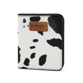 X Wrangler Small Black Cow Print Wallets for Women Slim Thin Wallet Card Cases Money Organizer Thin Mini Pocket Wallet with Rfid Lining and A Coin Purse