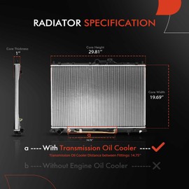 A-Premium Engine Coolant Radiator Assembly with Transmission Oil Cooler Compatible with Mitsubishi Endeavor 2004-2006 V6 3.8L, Automatic Transmission, Replace# MR571068