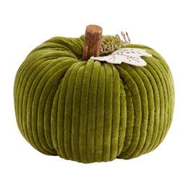 Mud Pie Green Corduroy Pumpkin Sitter, 10" Dia x 8"
