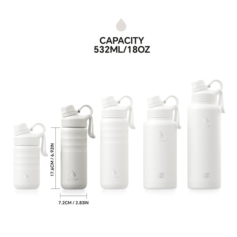 IDEUS Vacuum Insulated Water Bottle, 18 Oz (540 ml) Stainless