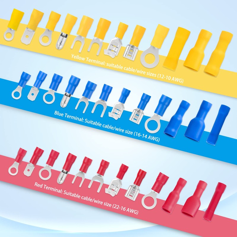Nilight 1500pcs Mixed Quick Disconnect Crimp Connector Butt Splice Ring