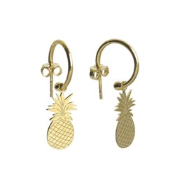Aka Gioielli® - Women's Pineapple Earrings Hanging 925 Sterling Silver Gold-Plated, Sterling Silver, 0