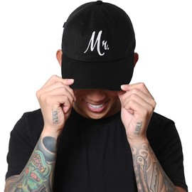 A juego Mr. & Mrs. Gorras de béisbol, regalo de novia, regalo de boda para recién casados, Algodón Azul Marino y Azul Marino, 7 3/4-7 7/8