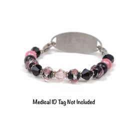 STRETCH Medical Alert Bracelet, Interchangeable Replacement Medical ID Bracelet, MEDICAL ID TAG NOT INCLUDED (Diane - Pink/Black, Average (5.5 inches) – Most Common Size)