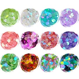12 Pcs Spring Colors Hex Chunky Glitter Set 2oz Bottles Without Fine Glitter  for Nails and Tumblercolor: Set13-24 mix colors/Glow in the dark Glitter