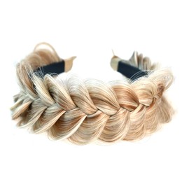 TOECWEGR Hairband Braided Hairpiece Messy Wide 2 Strands Fluffy Braids Wig with Tooth Women Headband Hair Bands