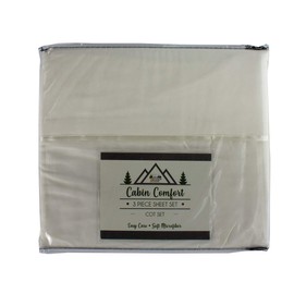 Everything Summer Camp Comfort - Cabin Sheet for Camping and RV - Fits All Cot Size Beds - 72 x 28 Inches - Super Soft (3 Piece Set, Fitted, Flat, Pillowcase), Cream