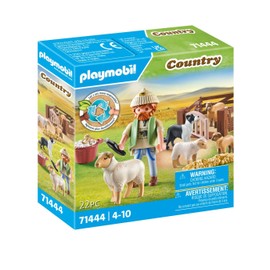PLAYMOBIL PLAYMOBIL Country 71444 Junger Schäfer mit Schafen, Hüten und Pflegen der Schafe mithilfe des Bordercollies, mit Zubehör wie Haartrimmer und Strohballen, nachhaltiges Spielzeug für Kinder ab 4 Jahren