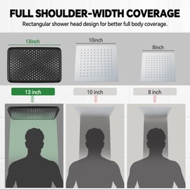 JFJIARUI 13" Shower Heads with Handheld Spray Combo, High Pressure Rainfall Shower Head, Adjustable Extension Arm, 3 Spray Handheld with Switch Off Valve, Black