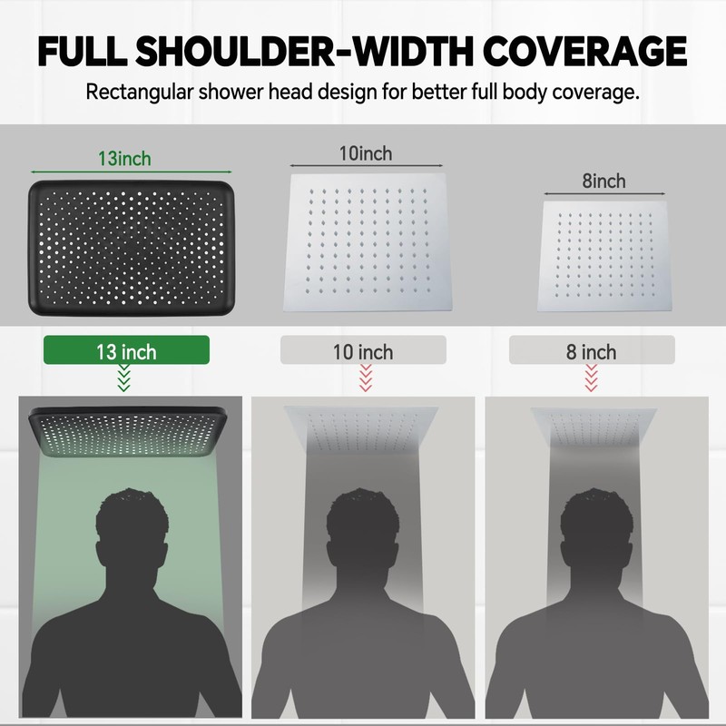 JFJIARUI 13" Shower Heads with Handheld Spray Combo, High Pressure